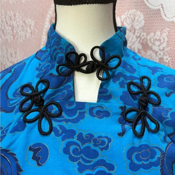 Vintage Blue Dragon Cheongsam Style Dress - Picture 5 of 8